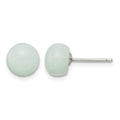 Sterling Silver Rhod-pltd 8-8.5mm Button Amazonite Post Earrings