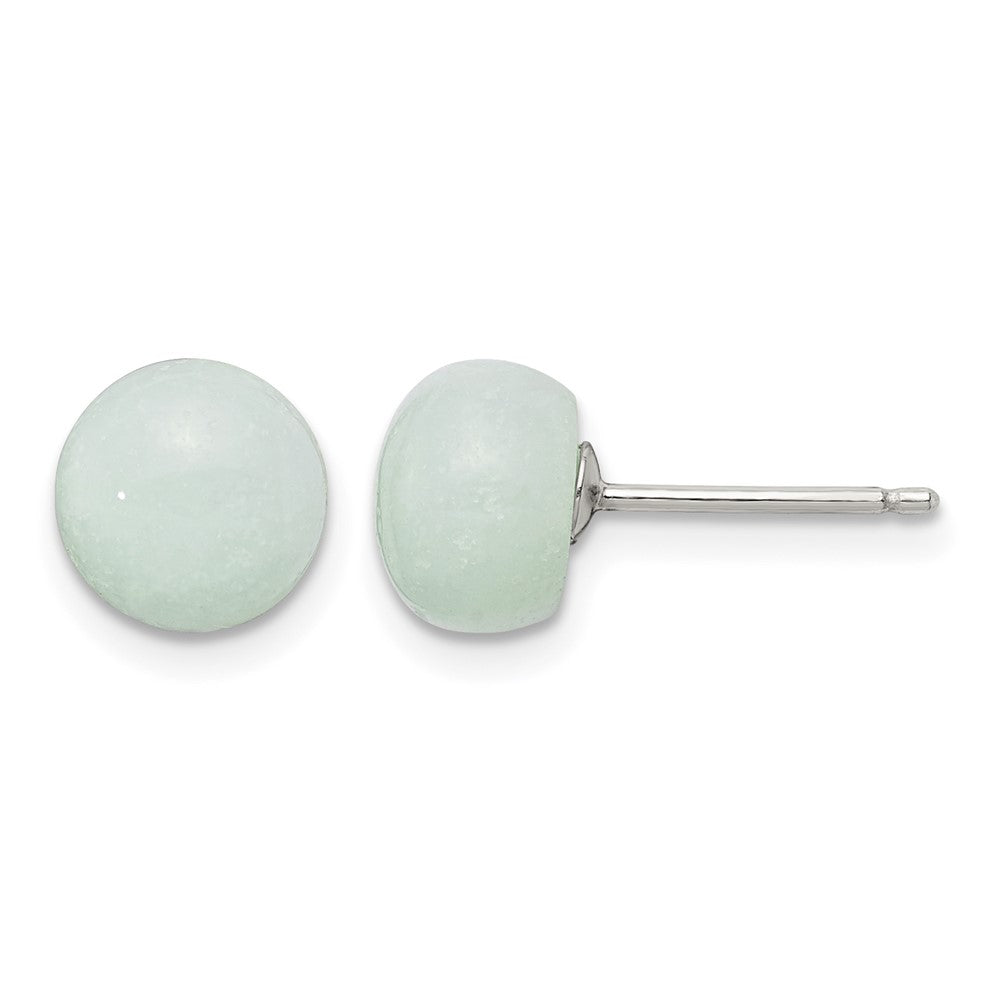 Sterling Silver Rhod-pltd 8-8.5mm Button Amazonite Post Earrings