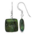 Sterling Silver Polished Chrysocolla Square Dangle Earrings