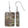 Sterling Silver Polished Rectangular Jasper Dangle Earrings