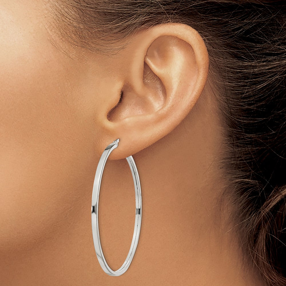 Sterling Silver 2.5x50mm Polished Hoop Earrings