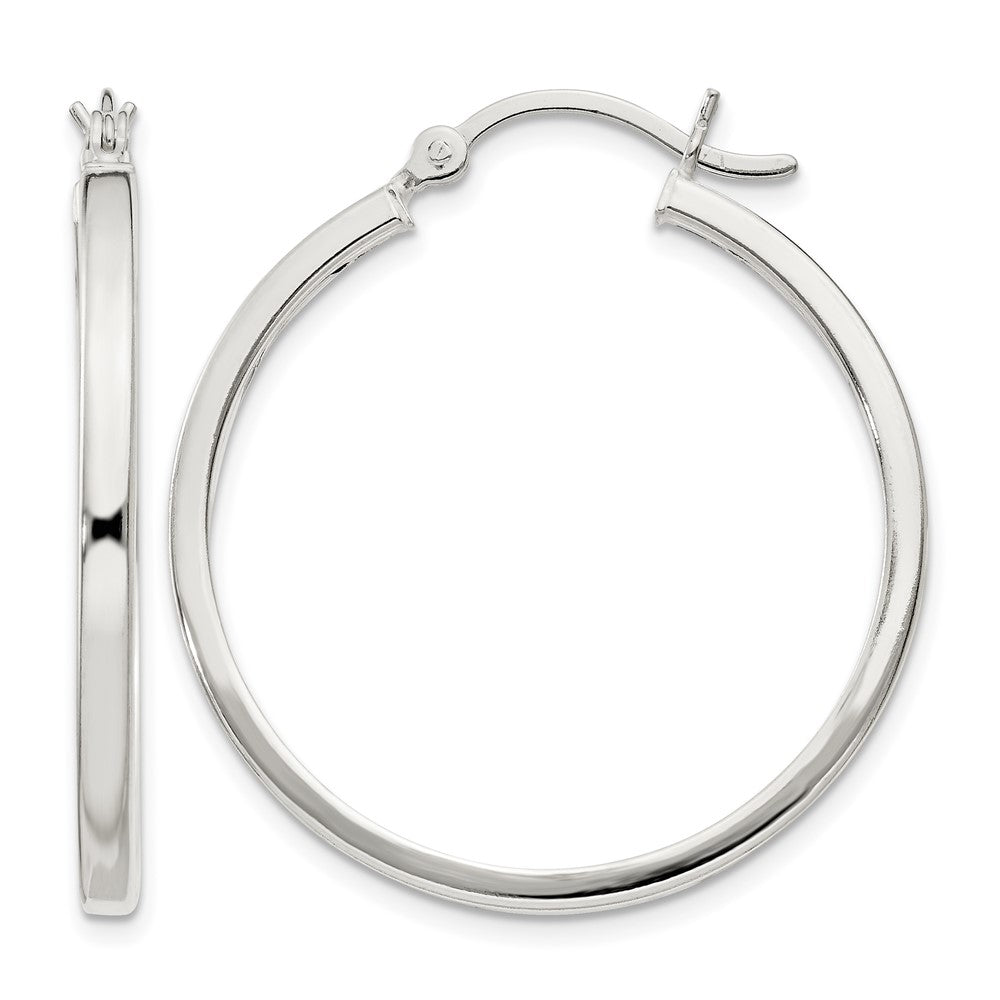 Sterling Silver 2.5x30mm Polished Hoop Earrings