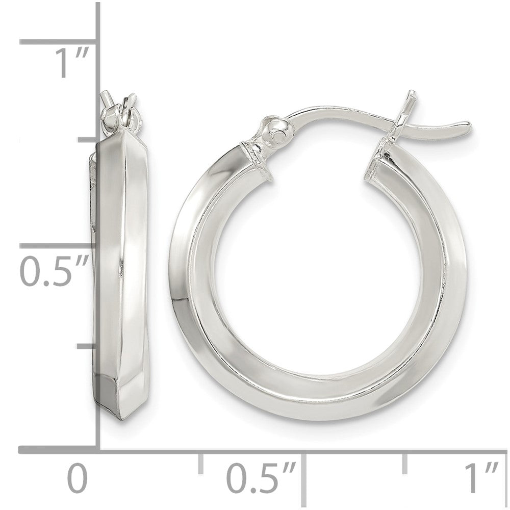 Sterling Silver Polished 3x20mm Knife Edge Round Hoop Earrings