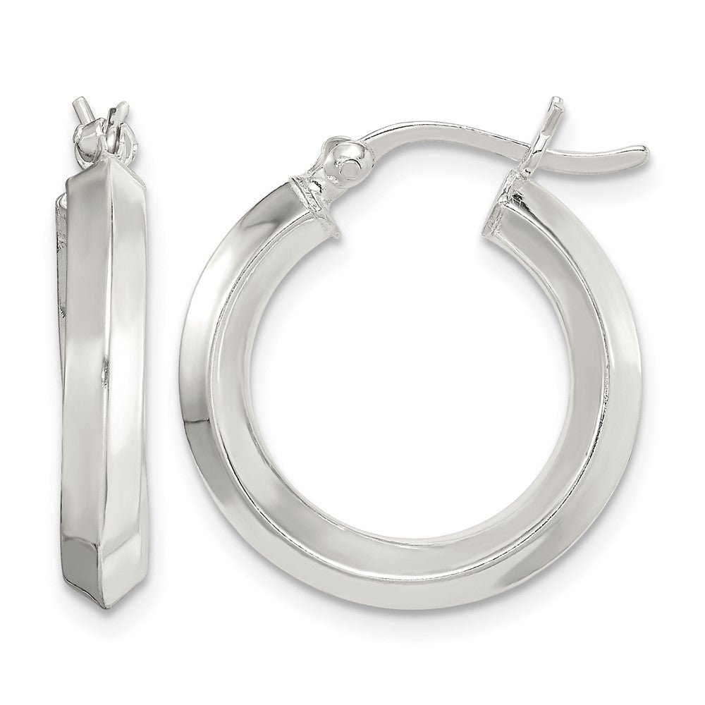 Sterling Silver Polished 3x20mm Knife Edge Round Hoop Earrings