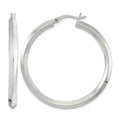 Sterling Silver Polished 3x40mm Knife Edge Round Hoop Earrings