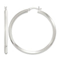 Sterling Silver Polished 3x50mm Knife Edge Round Hoop Earrings
