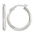 Sterling Silver Polished 3x30mm Knife Edge Round Hoop Earrings