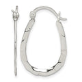 Sterling Silver Polished & Hammered Oval Hoop Earrings