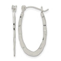 Sterling Silver Polished & Hammered Oval Hoop Earrings