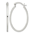 Sterling Silver Polished 1.5mm Square Tube Oval Hoop Earrings