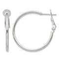 Sterling Silver Polished 2x30mm Omega Back Round Hoop Earrings