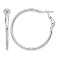 Sterling Silver Polished 2x35mm Omega Back Round Hoop Earrings