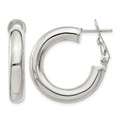 Sterling Silver 5x25mm Omega Back Hoop Earrings