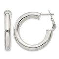Sterling Silver 5x30mm Omega Back Hoop Earrings