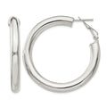Sterling Silver 5x40mm Omega Back Hoop Earrings