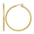 Sterling Silver Gold Flash Plated Twisted 3x45mm Hoop Earrings