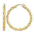 Sterling Silver Gold Flash Plated Patterned Twisted 4x45mm Hoop Earrings