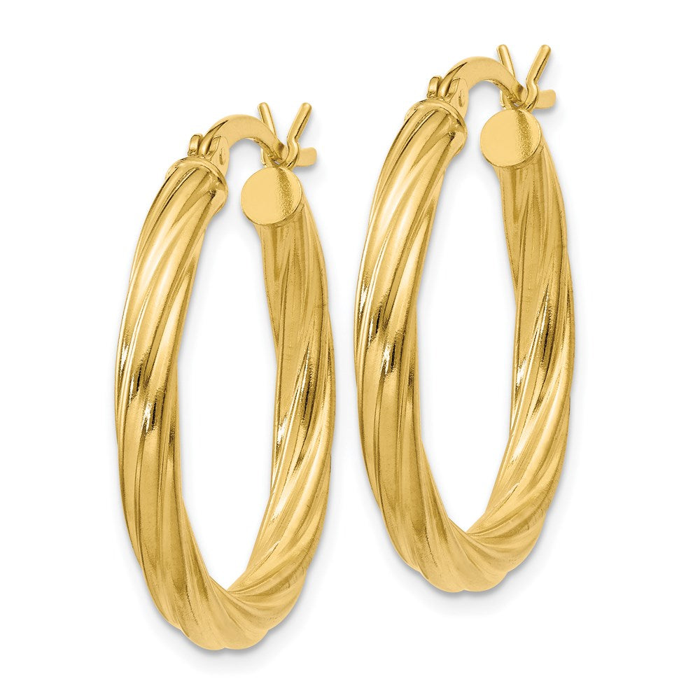 Sterling Silver Flash Gold-plated Plated Twisted 3.5x25mm Hoop Earrings