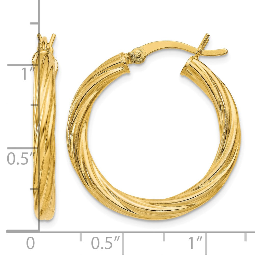 Sterling Silver Flash Gold-plated Plated Twisted 3.5x25mm Hoop Earrings
