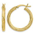 Sterling Silver Flash Gold-plated Plated Twisted 3.5x25mm Hoop Earrings