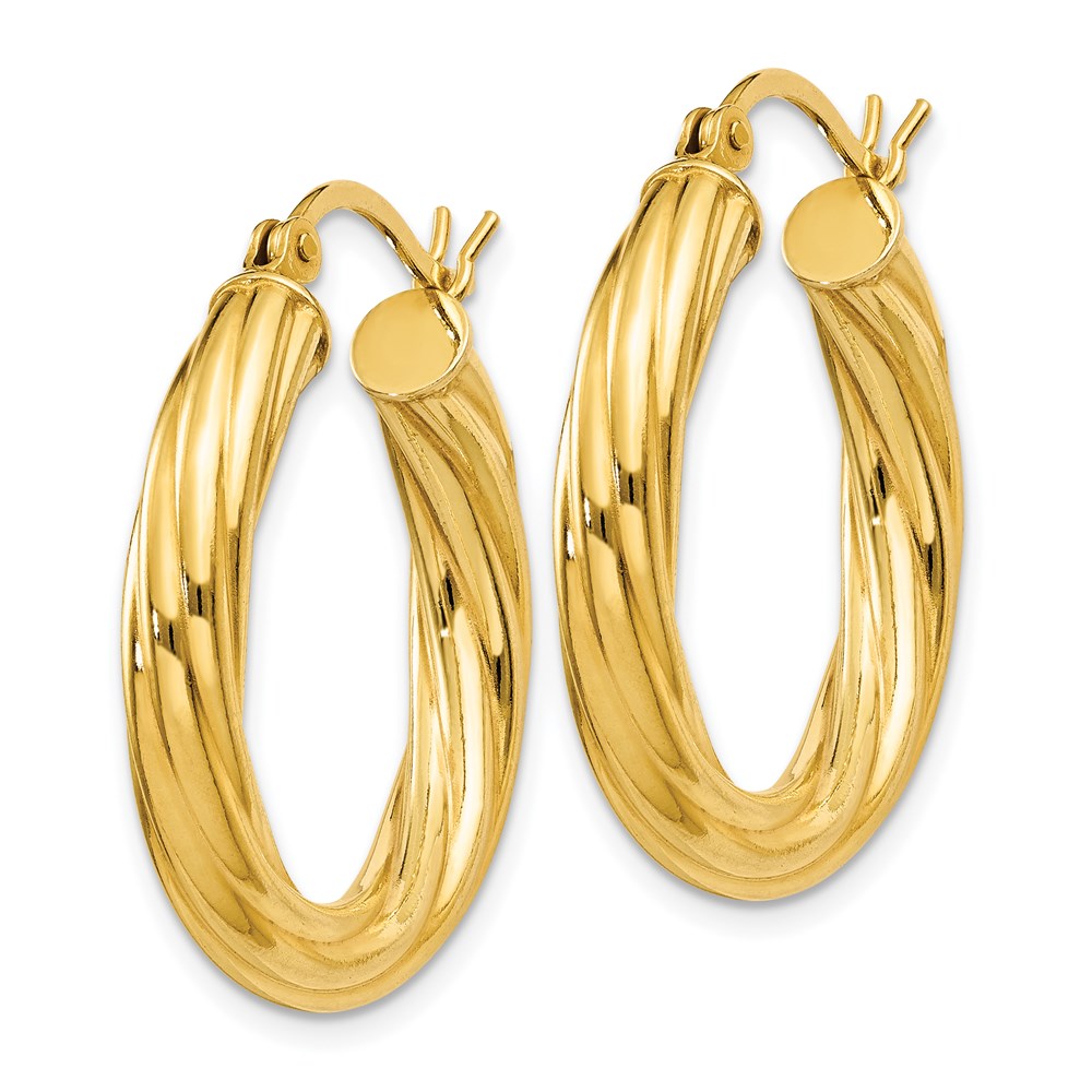 Sterling Silver Flash Gold-plated Twisted 4x25mm Hoop Earrings
