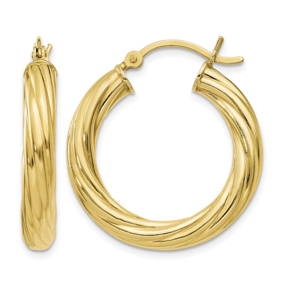 Sterling Silver Flash Gold-plated Twisted 4x25mm Hoop Earrings