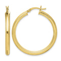 Sterling Silver Gold Flash Plated 3x35mm Grooved Hoop Earrings