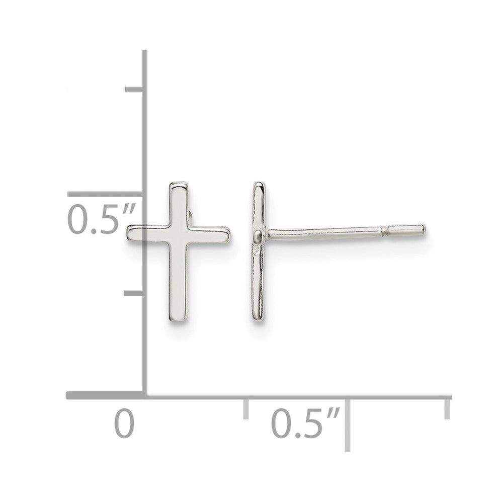 Sterling Silver Polished Latin Cross Post Earrings