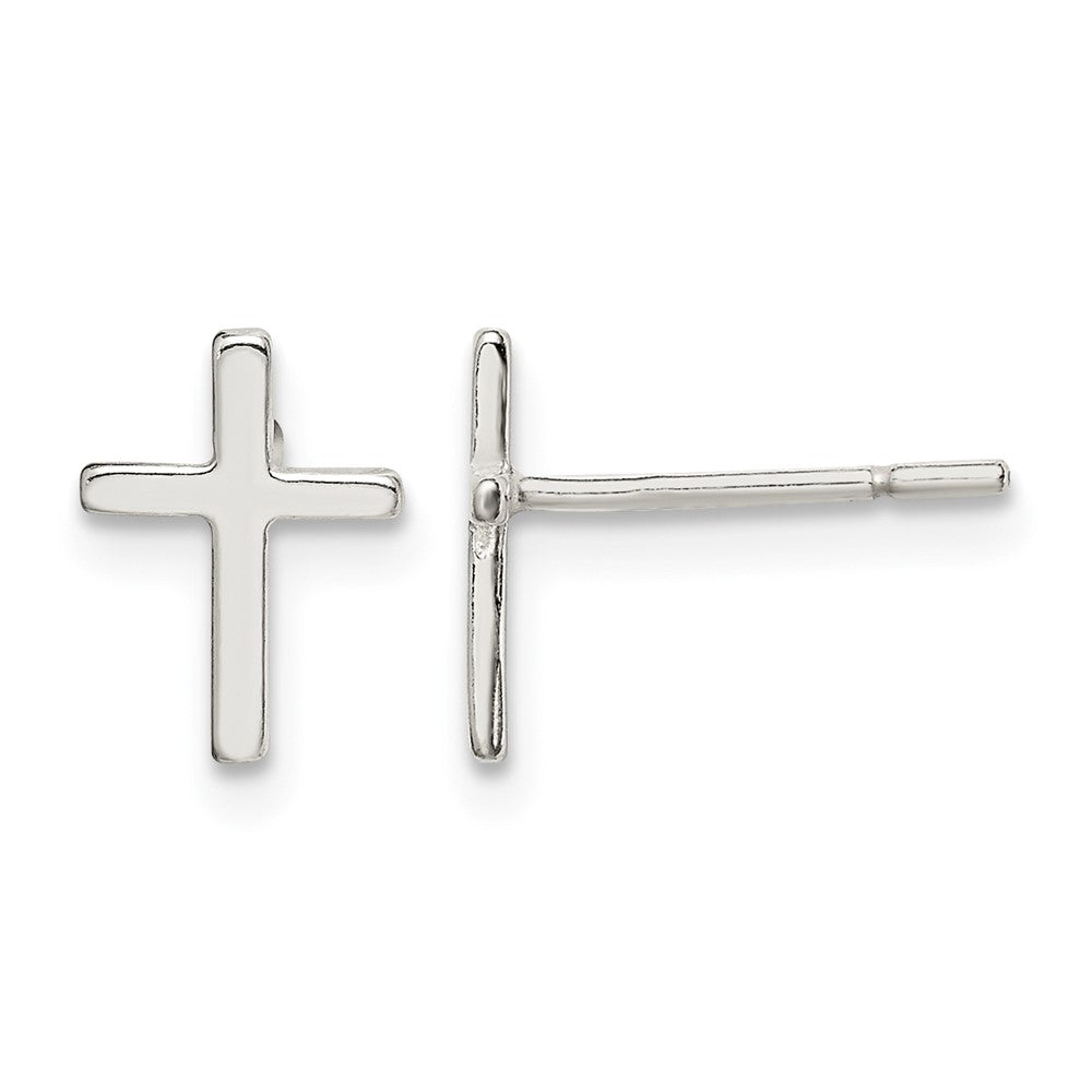 Sterling Silver Polished Latin Cross Post Earrings