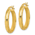 Sterling Silver Flash Gold-plated Patterned 4x25mm Hoop Earrings