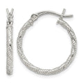 Sterling Silver Rhodium-plated Patterned Twist 2x20mm Hoop Earrings