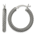 Sterling Silver Antiqued 3.25x25mm Twisted Hoop Earrings