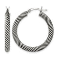 Sterling Silver Antiqued 3.25x30mm Twisted Hoop Earrings