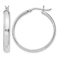 Sterling Silver Rhodium-plated 4mm x 30 Hoop Earrings