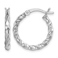 Sterling Silver Rhodium-plated Twisted 3x20mm Hoop Earrings