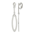 Sterling Silver Polished Non-Pierced Elongated Oval Dangle Earrings