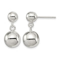 Sterling Silver Round Bead Dangle Post Earrings