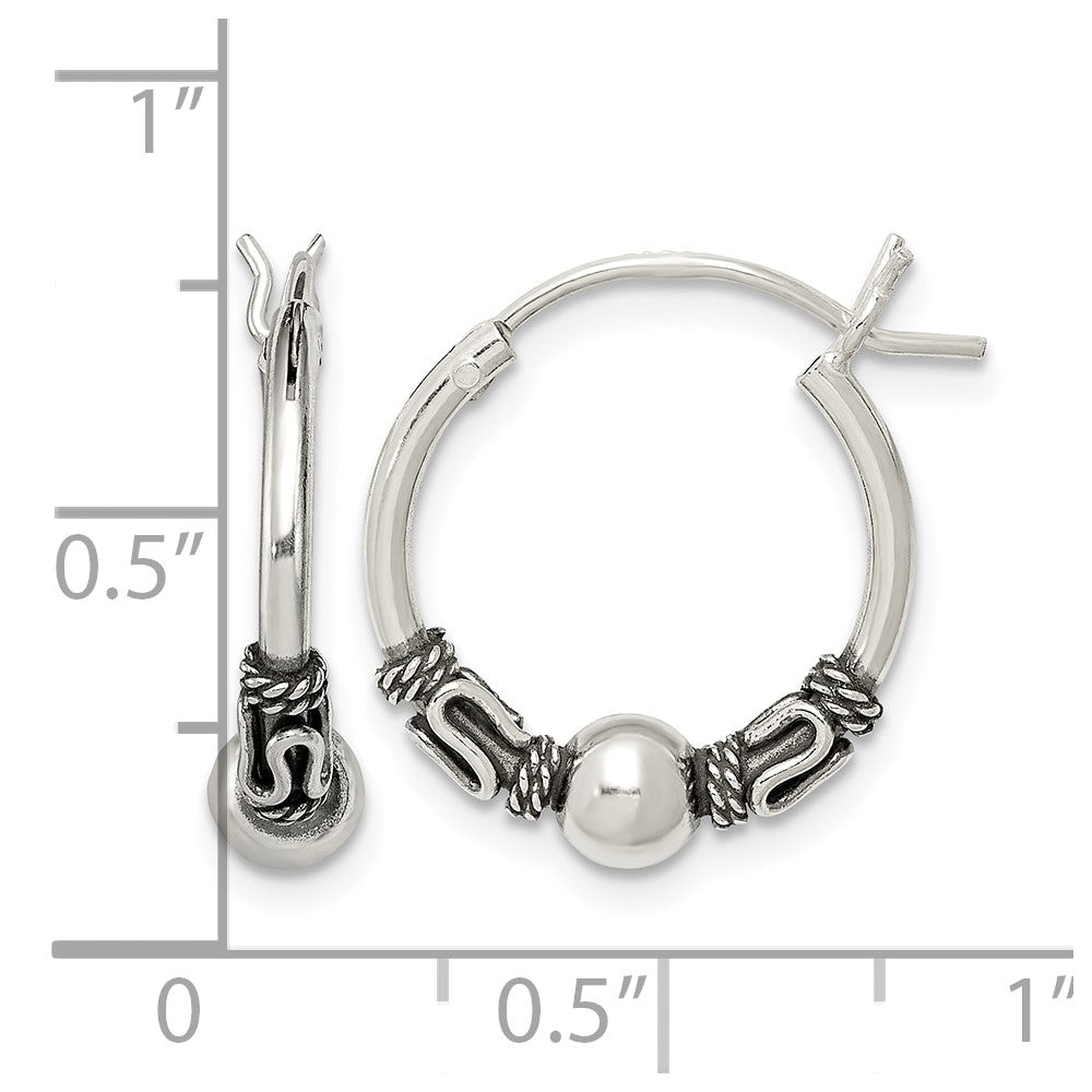 Sterling Silver Antiqued Hoop Earrings