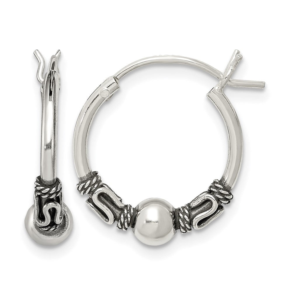Sterling Silver Antiqued Hoop Earrings
