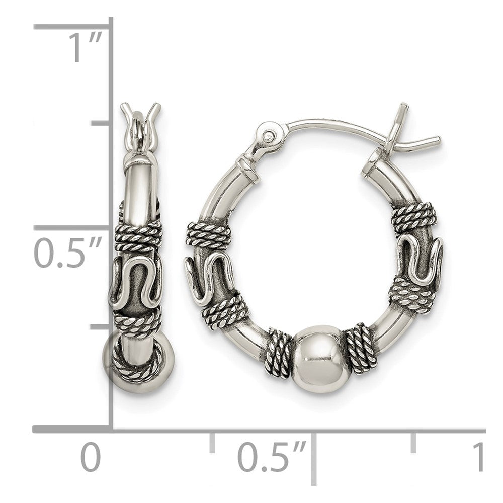 Sterling Silver Antiqued Hoop Earrings