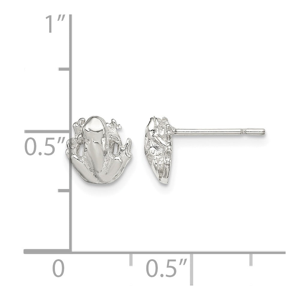 Sterling Silver Polished Mini Frog Post Earrings