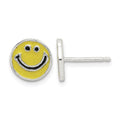 Sterling Silver Enameled Happy Face Post Earrings