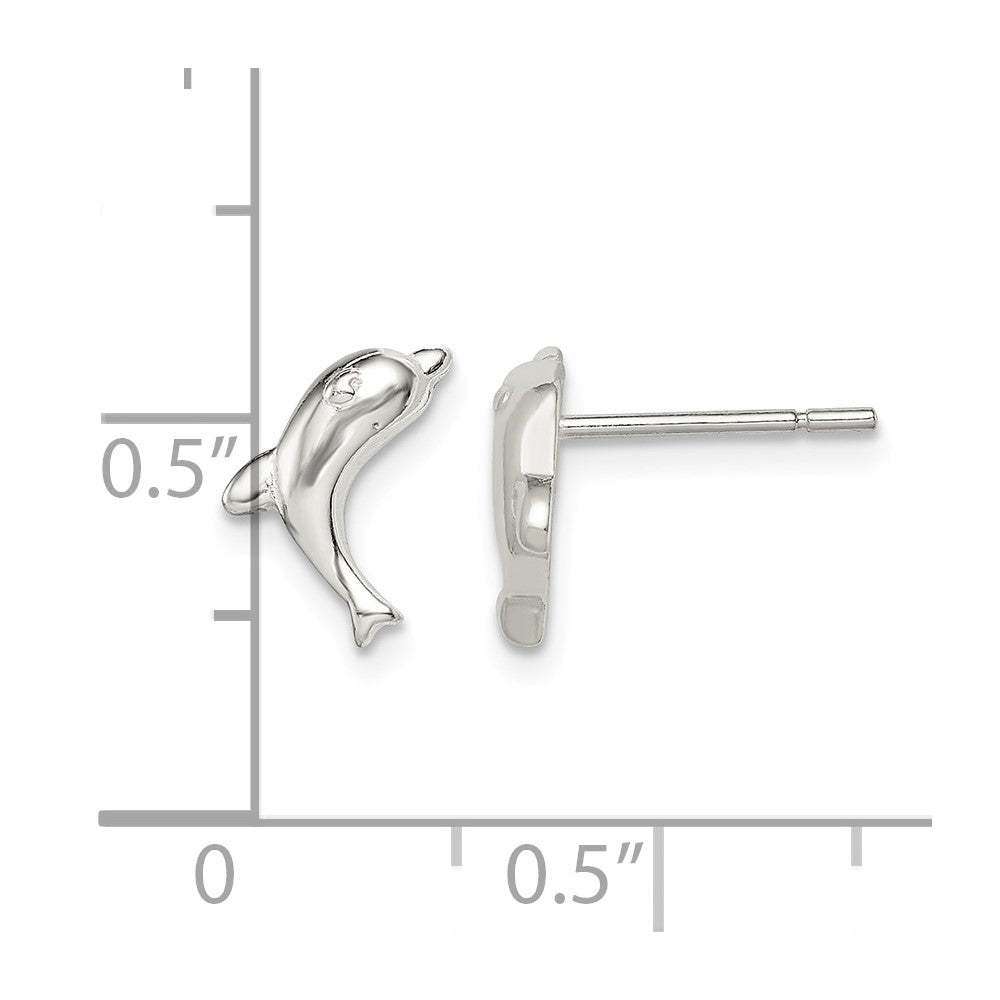 Sterling Silver Polished Dolphin Post Earrings