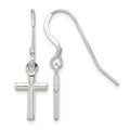 Sterling Silver Polished Latin Cross Dangle Earrings