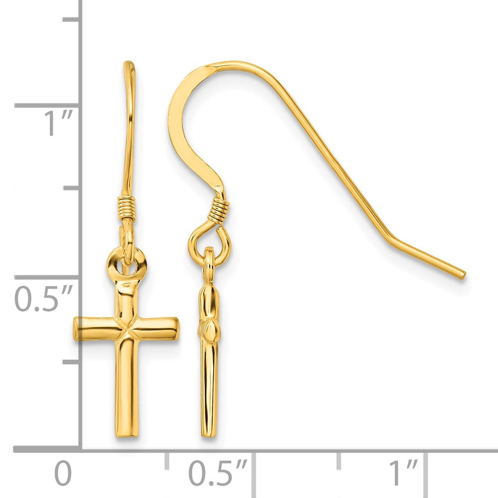 Sterling Silver Gold-tone Polished 'X' Cross Dangle Earrings