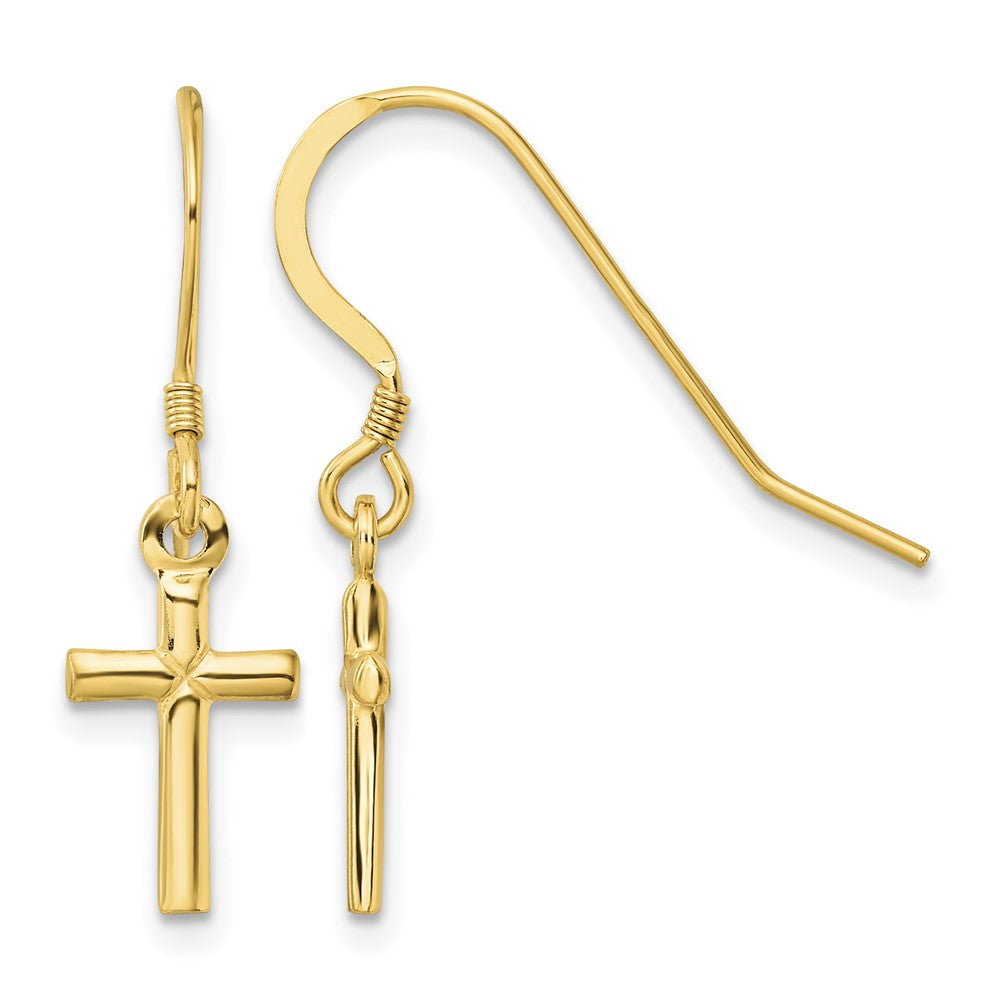 Sterling Silver Gold-tone Polished 'X' Cross Dangle Earrings