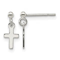 Sterling Silver Polished Latin Cross Post Dangle Earrings