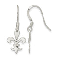 Sterling Silver Polished Fleur de Lis Dangle Earrings