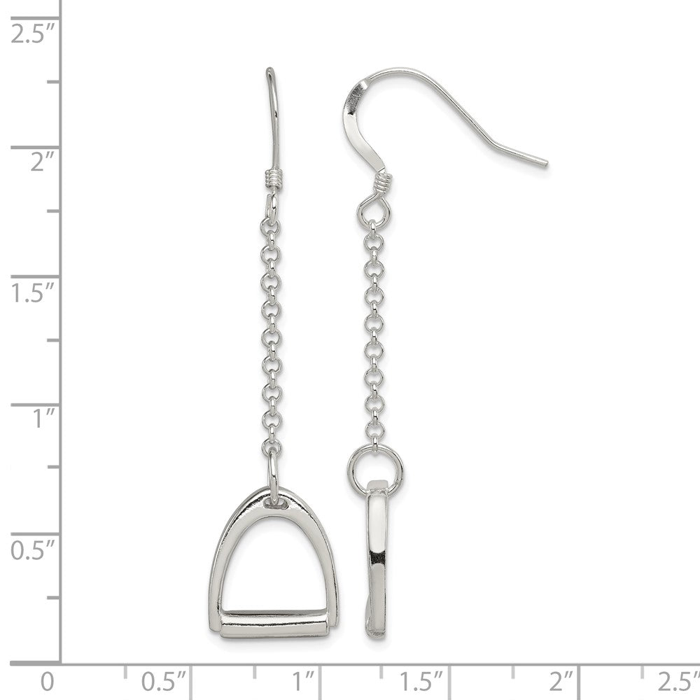 Sterling Silver Polished Horse Stirrup Dangle Earrings