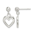Sterling Silver Polished Dangle Heart Post Earrings